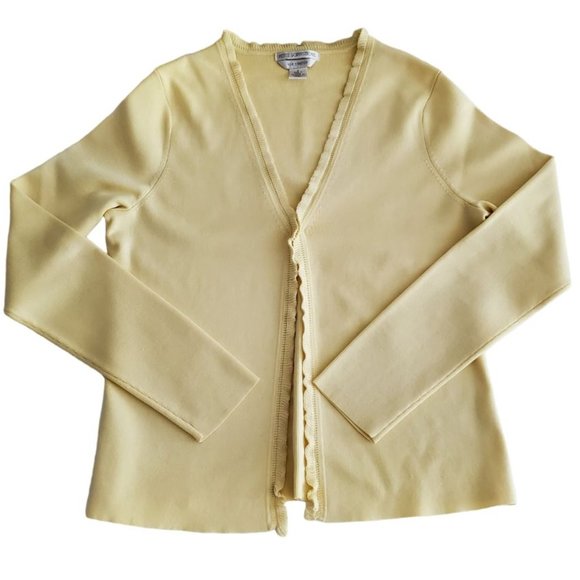 Petite Sophisticate Silk Stretch Cardigan & Shell Set | Like New | XSP | Yellow - Picture 8 of 11